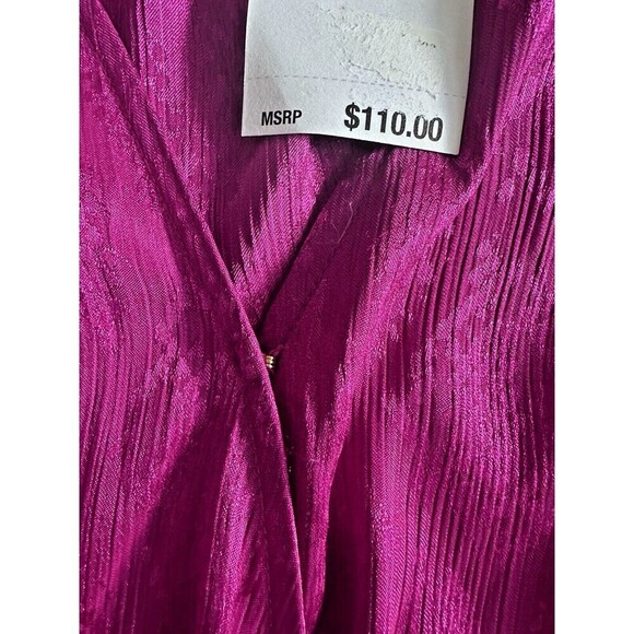 Michael Kors Women's Jacquard-Print Faux-Wrap Peplum Top Deep Pink Fuchsia - Picture 3 of 4